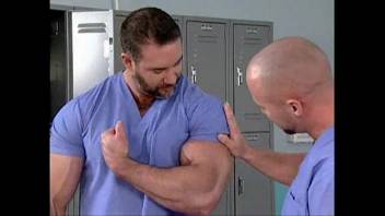 Hairy and muscular male in the hospital
